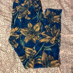 Floral Blue and Coral Leggings